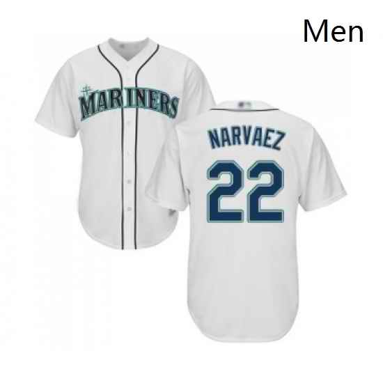 Mens Seattle Mariners 22 Omar Narvaez Replica White Home Cool Base Baseball Jersey